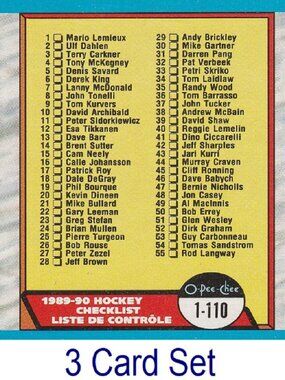 Checklist Card Set - 1989-90 O Pee Chee Hockey